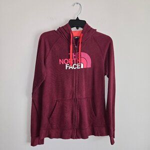 The North Face Maroon Full Zip Hoodie with Pockets in a Misses size Medium